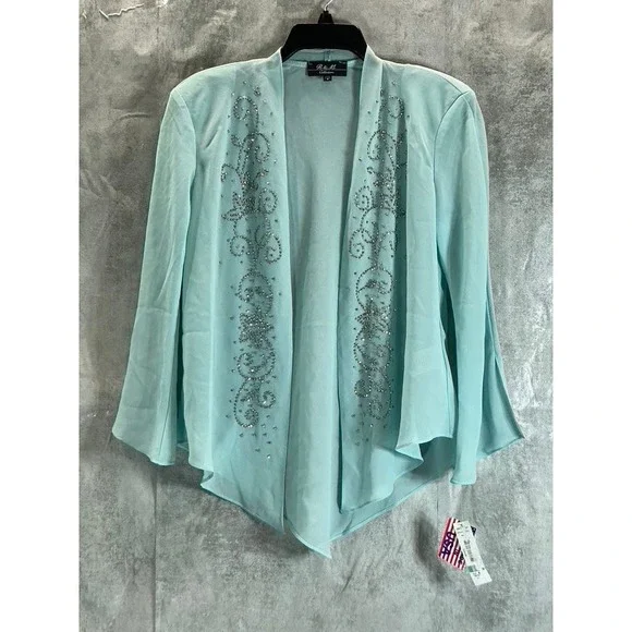 R&M Richards | Sweaters | Rm Richards Womens Slate Bead Embellished  Openfront Jacket Dress Sz 8 | Poshmark